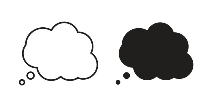 Think bubble icons vector symbol with editable stroke and flat versions