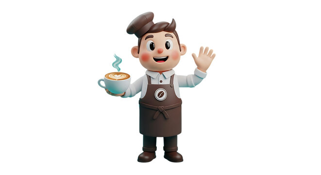 Friendly barista serving coffee with a welcoming smile