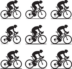 Fototapeta premium cyclist riding bicycle in different positions