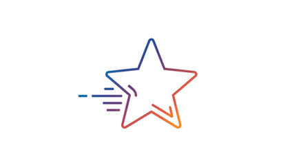 Obraz premium Gradient Line Art Star with Speed Trails Icon Symbolizing Fast Feedback or Rating