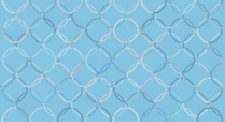 Modern geometric pattern with interconnected circles on blue background