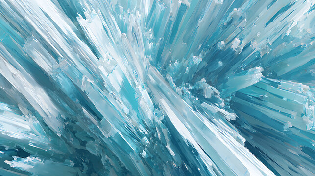 Close up of sharp blue and white ice crystal formations