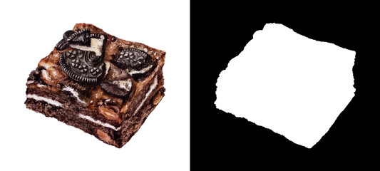 Mouthwatering Layered Oreo Chocolate Cream Dessert Watercolor Illustration with Clipping Mask