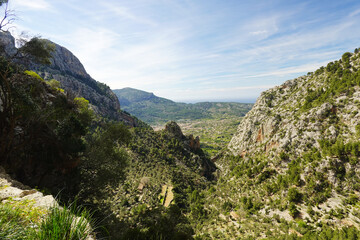 Obraz premium Panorama from the pick de L'ofre, Sierra de Tramuntana, Mallorca, Spain