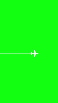 Animation of airplane traveling with a path on green background. Full HD. 4K