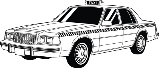 Classic taxi cab car illustration, vintage city transport automobile design, traditional urban taxi vehicle render, isolated retro public service transport © MDTAHMID