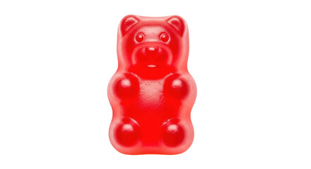 Red gummy bear isolated PNG on transparent background, sweet chewy candy for kids and party favors © Vasilis