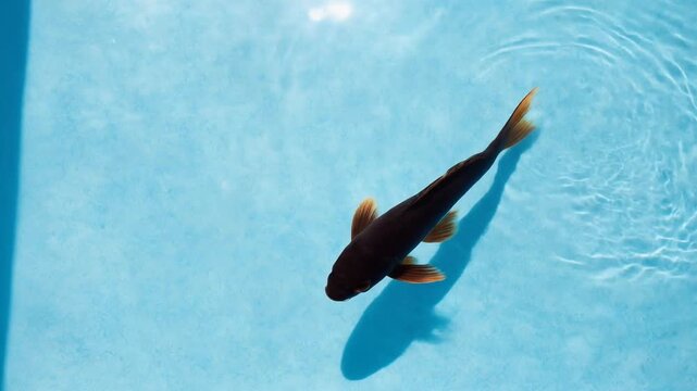 優雅に泳ぐ金魚（黒色）