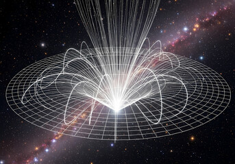 宇宙空間と光線が織りなす幾何学模様