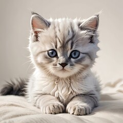Fototapeta premium ペルシャ猫の子猫が伏せてこちらを見る姿