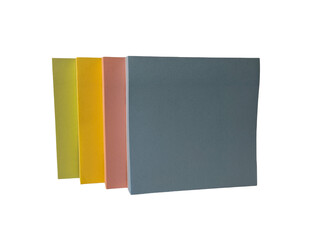 Colorful rectangular memo paper sheets stacked isolated PNG transparent background