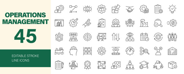 Operations management icon set. Editable line icons. Vector illustration. © Dear Lala