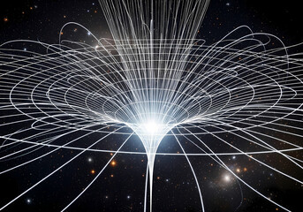 宇宙空間に広がる白い光の抽象的なデザイン
