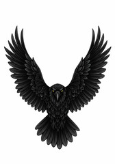 Fototapeta premium 漆黒のカラス、翼を広げた力強いシルエット