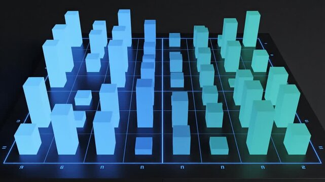 Abstract 3 d graph representing data on a grid with a dark background