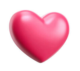 Vibrant pink heart, a beautiful 3D heart with a glossy finish, perfect as a love symbol for Valentine's Day and romantic themes. Isolated on white.