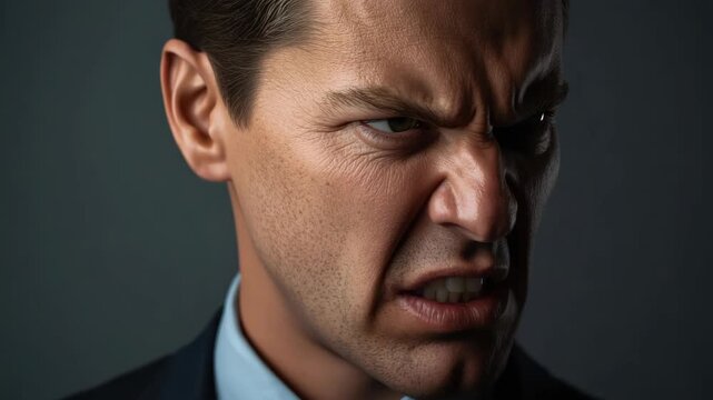 Angry man portrait furrowed brow clenched jaw intense expression closeup angry businessman portrait