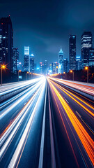 光のラインが走る近未来ハイウェイ