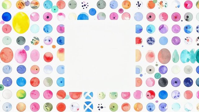 Mat&eacute;riau pour cadre &agrave; pois mignons (color&eacute;, aquarelle)