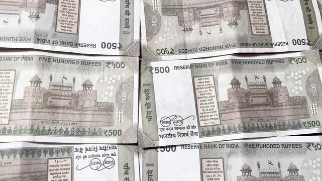 500 Rupees Notes Cinematic View. Money Background for Finance, Banking and Business Economy Visual. 500 Notes for Banking and Economy Theme.