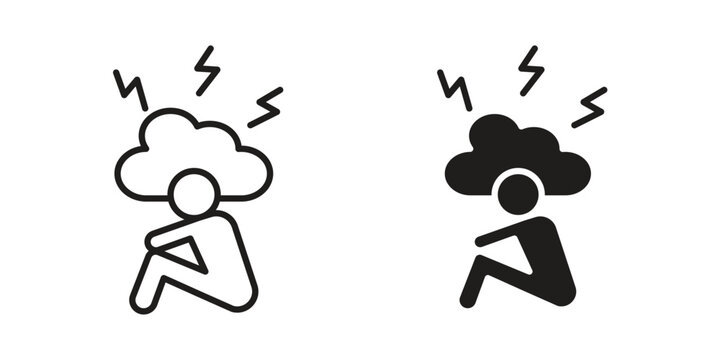 Anxiety or stress icon vector. EPS 10 editable vector bundle