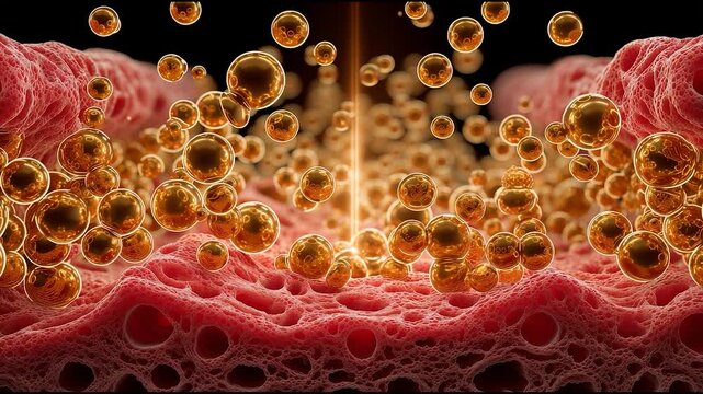 Hyper-Realistic Cross-Section of Layered Biological Structure with Cellular Detail and Spherical Microbubbles