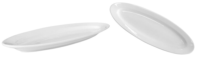 Real white ceramic plate photographed in studio and isolated on transparent background