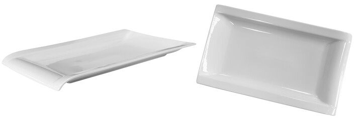 Real white ceramic plate photographed in studio and isolated on transparent background