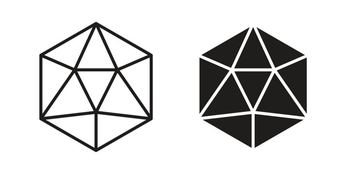 Dice d20 icon vector. EPS 10 editable vector bundle