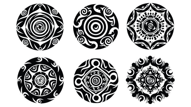 Hand-drawn circular fire illustration in tribal, elemental folk art style, presented as a vector pattern&mdash;ideal for energy, survival, and adventure-themed designs.