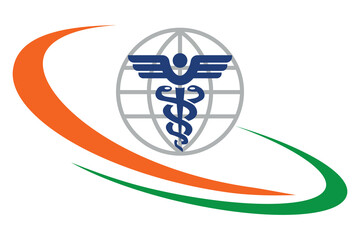 Modern Medical Logo with Global Healthcare Symbol
