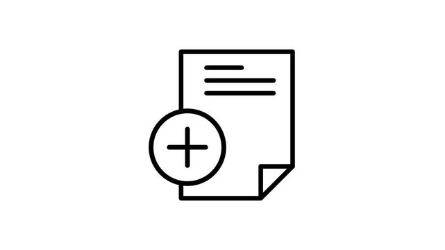 Add document icon animation isolated on white background
