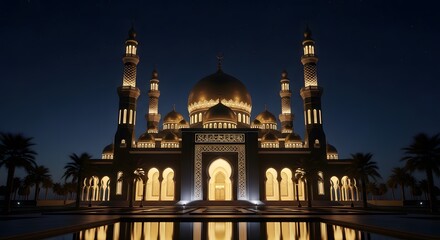 blue mosque at night