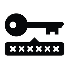 Password Key Vector Icon, User Interface Related Solid Style Vector Icon.