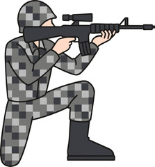 soldier aiming a rifle vector illustration