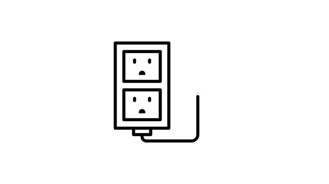 Electrical plug inserting into wall socket animation
