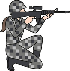 soldier at a shooting range vector illustration