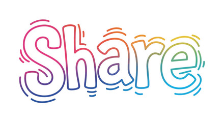 Obraz premium Playful 'Share' text design in bright rainbow colors perfect for inspiring connection and community