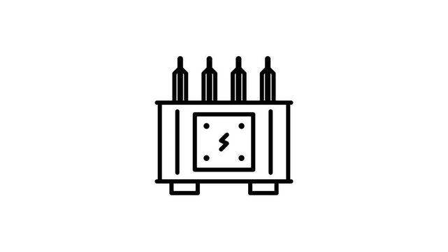 Animated electric power transformer line icon