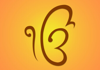 Ek Onkar Symbol, Sacred Sikhism Sign with Gradient Background Vector