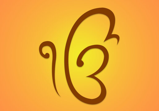 Ek Onkar Symbol, Sacred Sikhism Sign with Gradient Background Vector