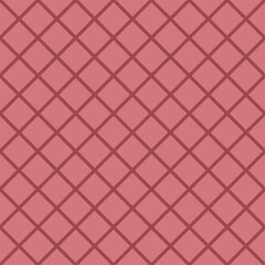Fototapeta premium Seamless brick red diagonal grid vector on a dusty pink background. Simple geometric design suitable for wallpaper, pattern design, branding, packaging, and digital use.