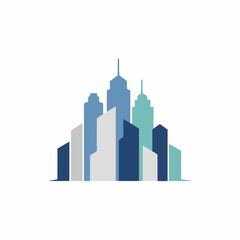 Fototapeta premium Modern City Building Logo in Clean Flat Vector Illustration Style