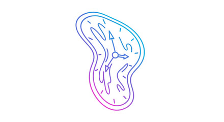 Obraz premium Surreal melting clock gradient line art illustration depicting time distortion and fluidity of