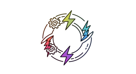 Fototapeta premium Dynamic energy cycle icon illustrating a continuous process of power and innovation with colorful