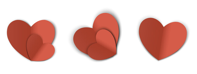 Red hearts set opaque background modern illustration