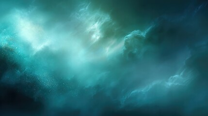 Obraz premium Dramatic clouds in shades of blue and green creating a textured ethereal backdrop