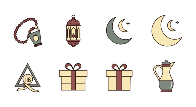 Ic&ocirc;nes Minimalistes Duotone du Ramadan