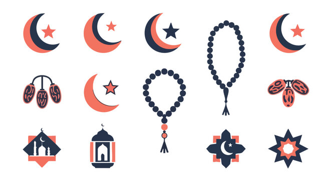 Jeu Dic&ocirc;nes de Culture du Ramadan G&eacute;om&eacute;trique Minimaliste