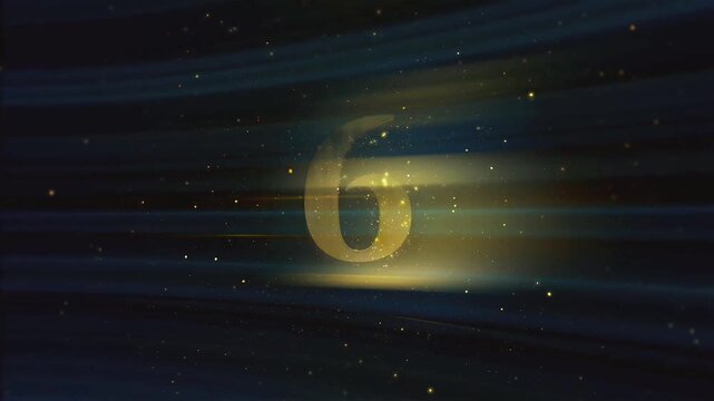 Golden 10 Second Countdown Timer, Luxury Reveal with Glittering Particles and Cinematic Light Streaks.
